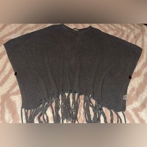 Listicle Gray Fringe Poncho